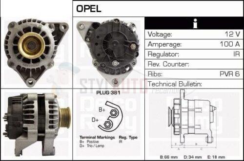 ALTERNADOR NUEVO OPEL V6 GASOLINA 0123500007 - 0123505003 - 0986044970