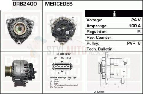 Alternador Mercedes-Benz Actros MP2/MP3, 0124655002