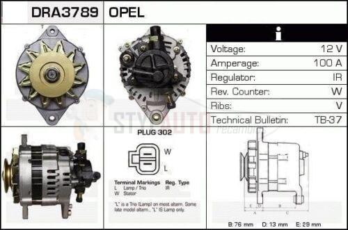 Alternador Opel, 897150-2011, JA1370IR, LR1100-501, LR1100-501B