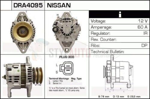 Alternador Nissan, 23100-7T400, JA1516IR, LR160-728, LR160-728B, LR160-728C