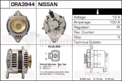 Alternador Nissan, 23100-BN300, 23100-BN305, JA1611IR, LR1100-724, LR1100-724B