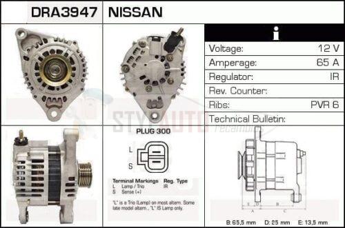 Alternador Nissan Micra, 23100-AP000, JA1790IR, LR165-714