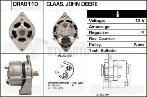 Alternador John Deere, Claas, 0120339513, 11201560