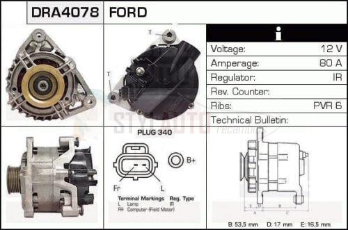 Alternador Ford, 63321758, CA1760IR, YS61-10300-CC