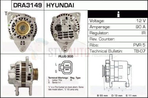 Alternador Mitsubishi, Hyundai, Kia, A3T00692, AB190012, JA683IR, MD112323