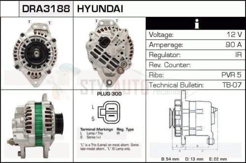 Alternador Mitsubishi, Hyundai, A3T08293, A3TA1391, AB190205, JA870IR, MD189014