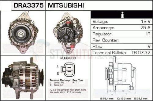 Alternador Mitsubishi, A3T11278, A3T11678, JA1133IR, MD192134, MD192135